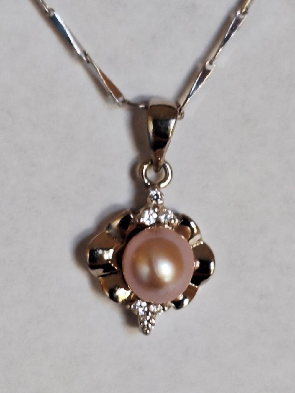 Akoya Pearl Flower Pendant Necklace
